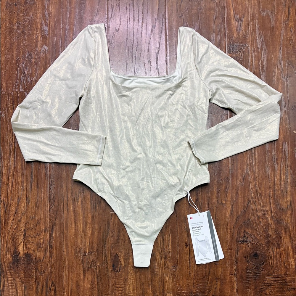 Lululemon Wundermost Nulu Square Neck LongSleeve Bodysuit Shines size L #4310